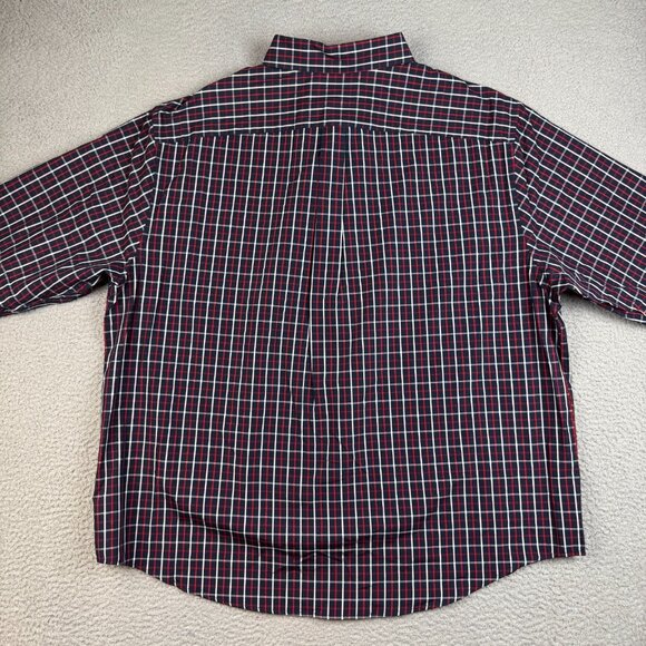 Roundtree & Yorke Shirt Mens 2XL Red Blue White Plaid Button Down Cotton Casual - Picture 7 of 8